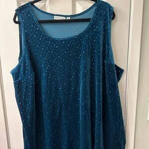 Women’s 3X Susan Graver Essentials holiday green shell with sequins.Never worn.